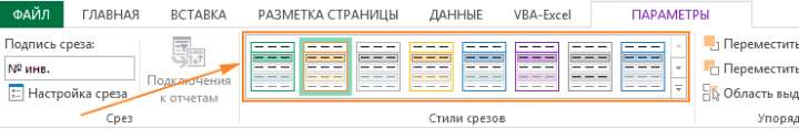 Форматирование срезов