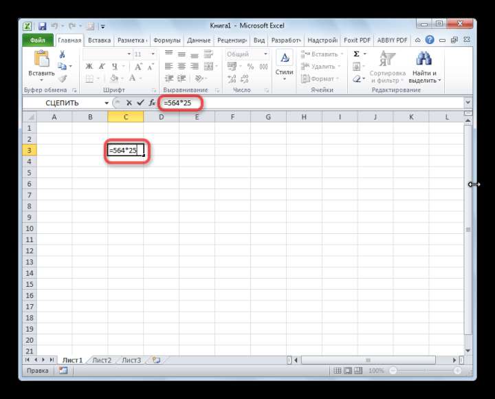 Простое умножение в Microsoft Excel