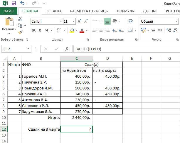 Рис. 3.4. Результат расчета