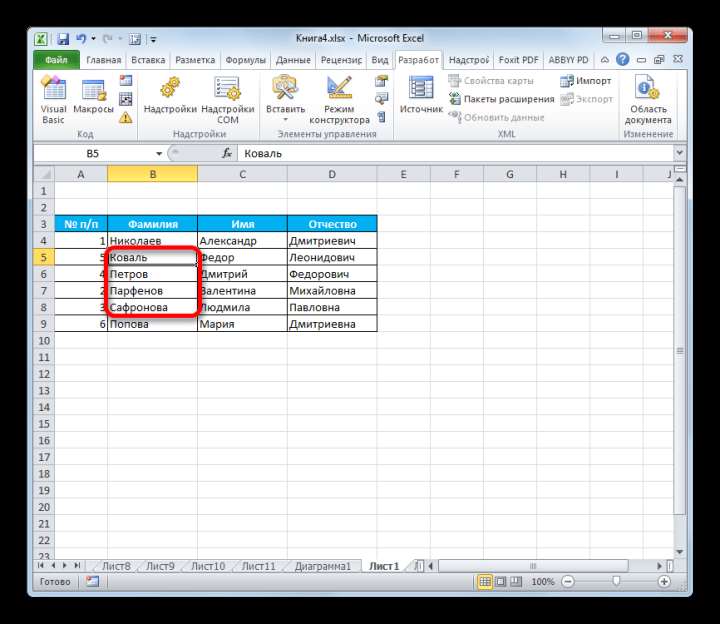 Ячейки перемещены со сдвигом диапазона в Microsoft Excel