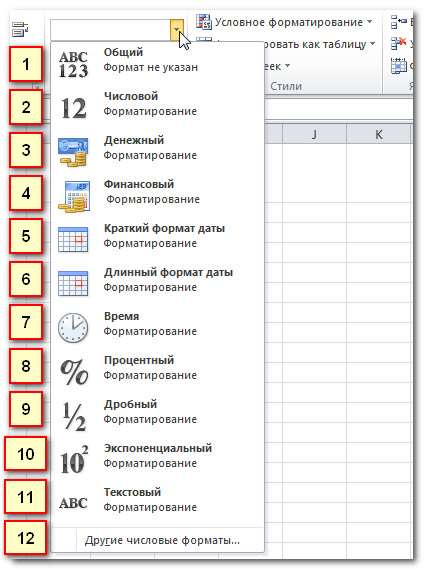 Как задать формат ячейки в Excel