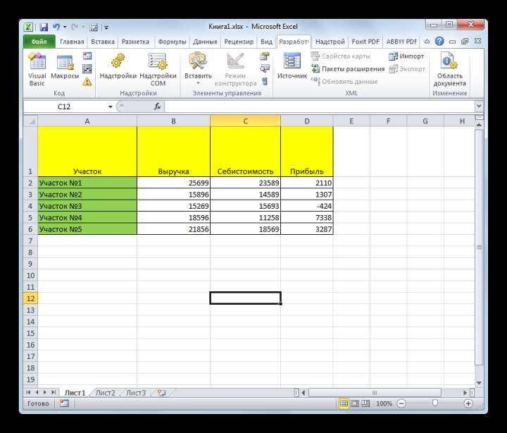 Таблица Excel открыта в Microsoft Excel