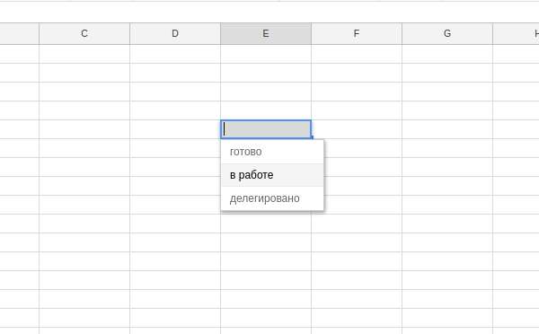 Google Sheets - раскрывающийся список в ячейке