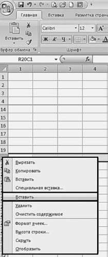 Рис. 2.86. Контекстное меню строки. Пункт «Вставить»
