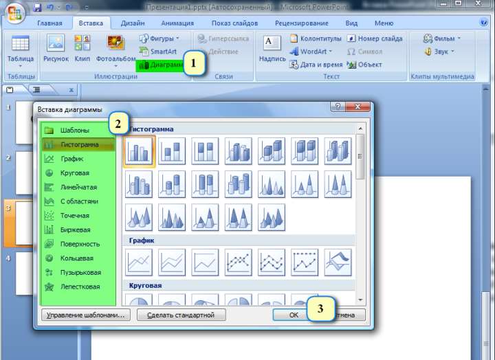 Как вставить диаграмму в PowerPoint
