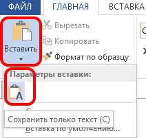 Специальная вставка в word