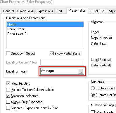 Pivot Table - Presentation Settings