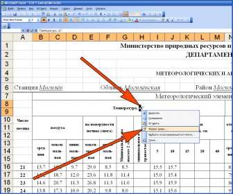 Как в Excel 2003 выбрать формат ячеек?