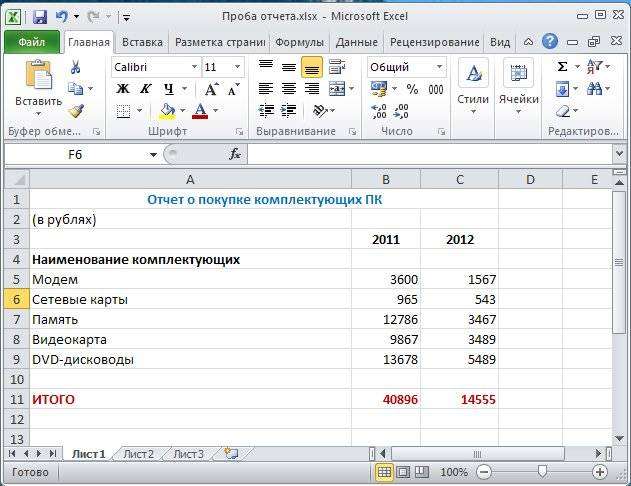 Вставить таблицу excel в word