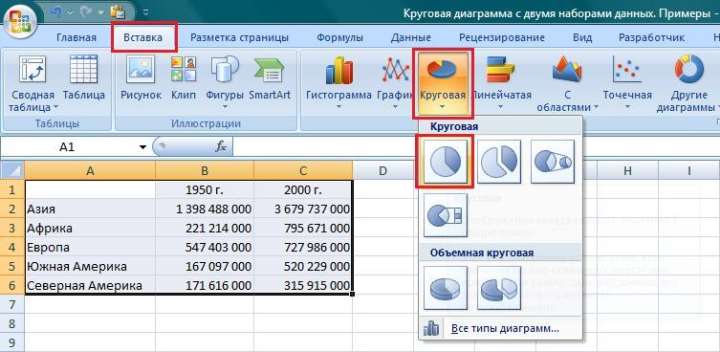 Как создать круговую диаграмму в Excel