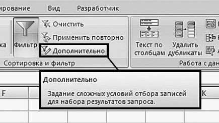 Рис. 5.44. Вкладка «Данные». Кнопка «Дополнительно»