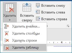 вставка строки или столбца, удаление