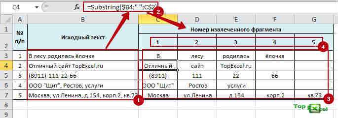 Slitii text 7 Как разделить текст в ячейке Excel?