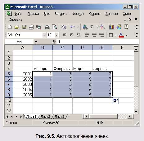 автозаполнение в excel