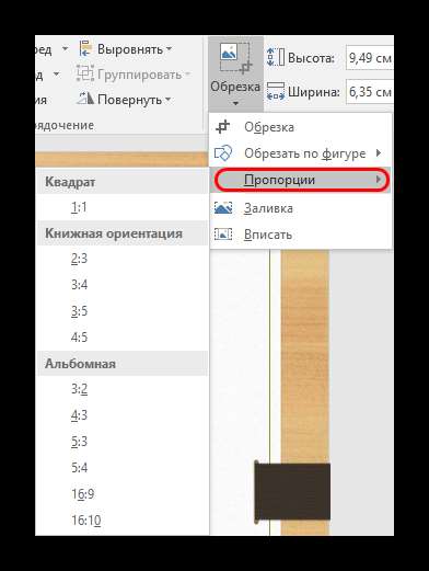 Функция Пропорции в обрезке в PowerPoint