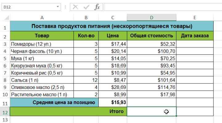 Вставка функции в Excel