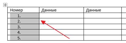 автоматическая нумерация строк в таблице