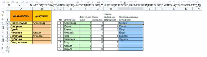 Создать список в ячейке Excel