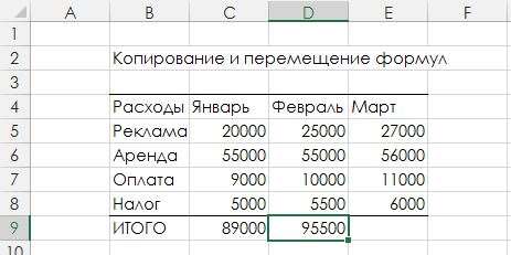 Рис. 1.3. Результаты копирования содержимого ячейки