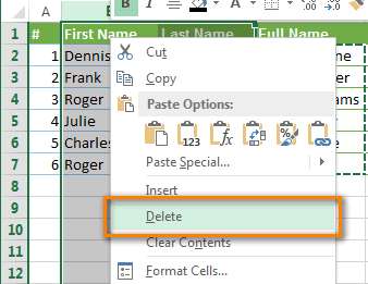 Объединить два столбца в Excel