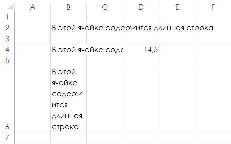 Рис. 64.1. Примеры длинного текста в ячейках