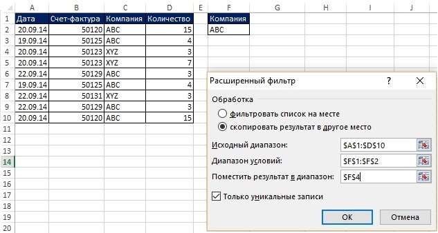 Рис. 19.4. Вам нужны уникальные записи для компании ABC