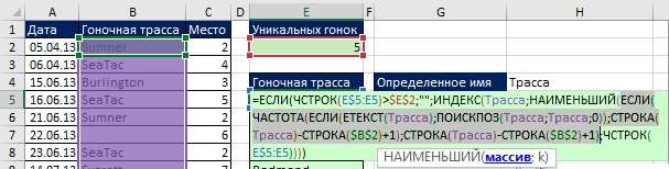 Рис. 19.16. Формула для извлечения уникального имени трассы на основе динамического диапазона