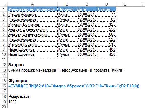 формулы массивов в excel