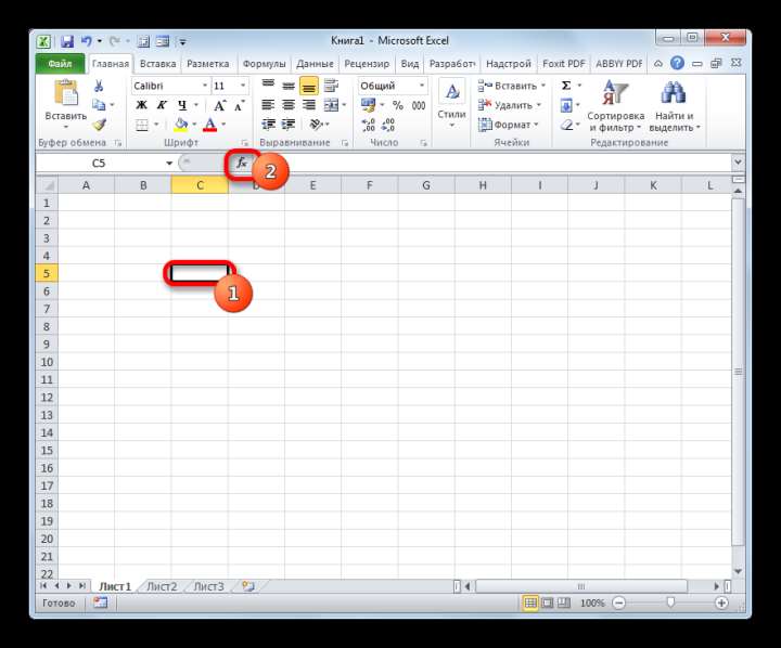 Переход в Мастер функций в Microsoft Excel