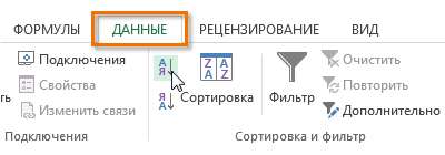 Типы сортировки в Excel