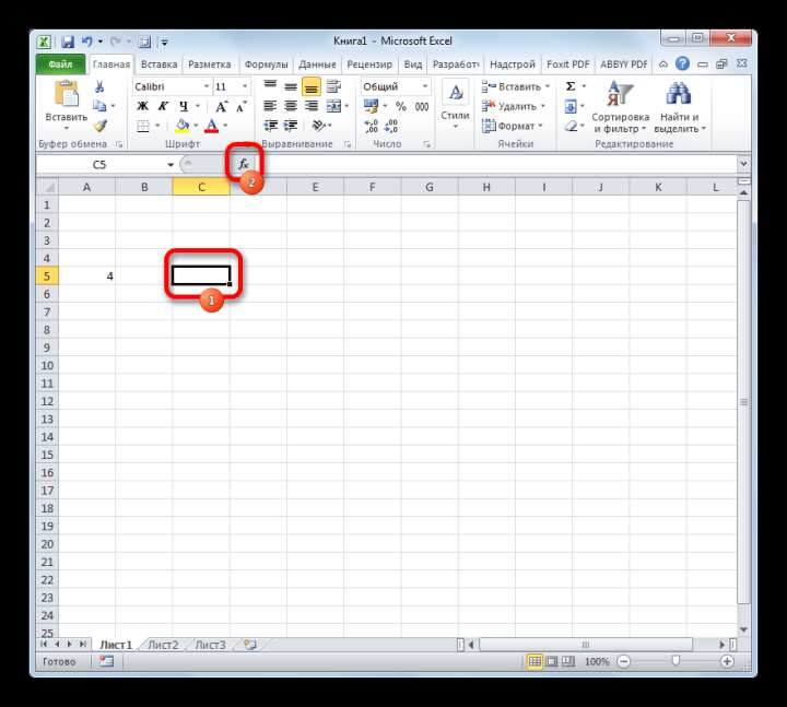 Переход в мастер функций в Microsoft Excel