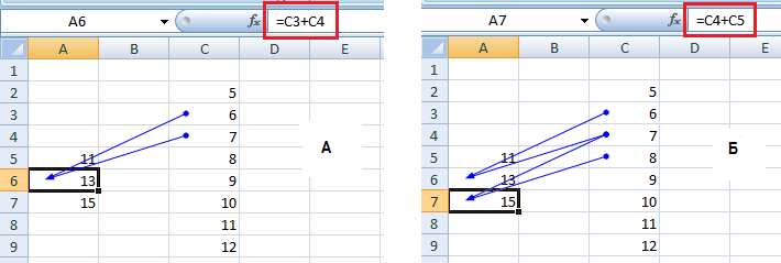 Относительная ячейка в Excel