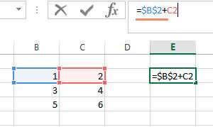 Excel как закрепить ячейку в формуле