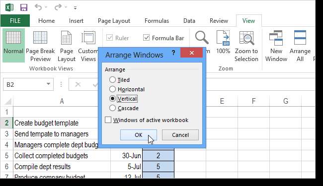 Открыть файлы Excel рядом