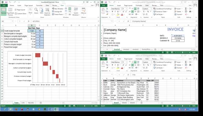 Открыть файлы Excel рядом