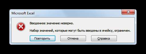 Сообщение об ошибке в Microsoft Excel