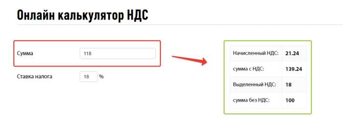 Онлайн калькулятор НДС 2018