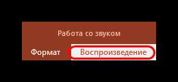 Вкладка Работа со звуком в PowerPoint