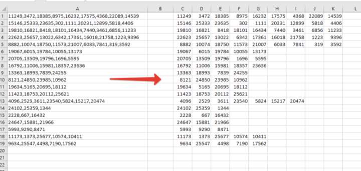 Делим текст по ячейкам в Excel