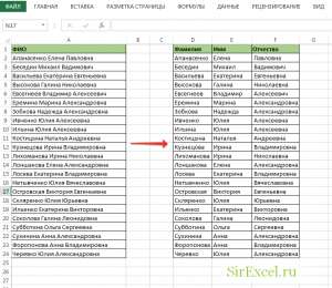 Разбить текст с помощью функций Excel - исходные данные