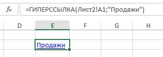функция гиперссылка