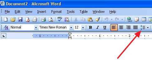 кнопка Интервал в Word 2003